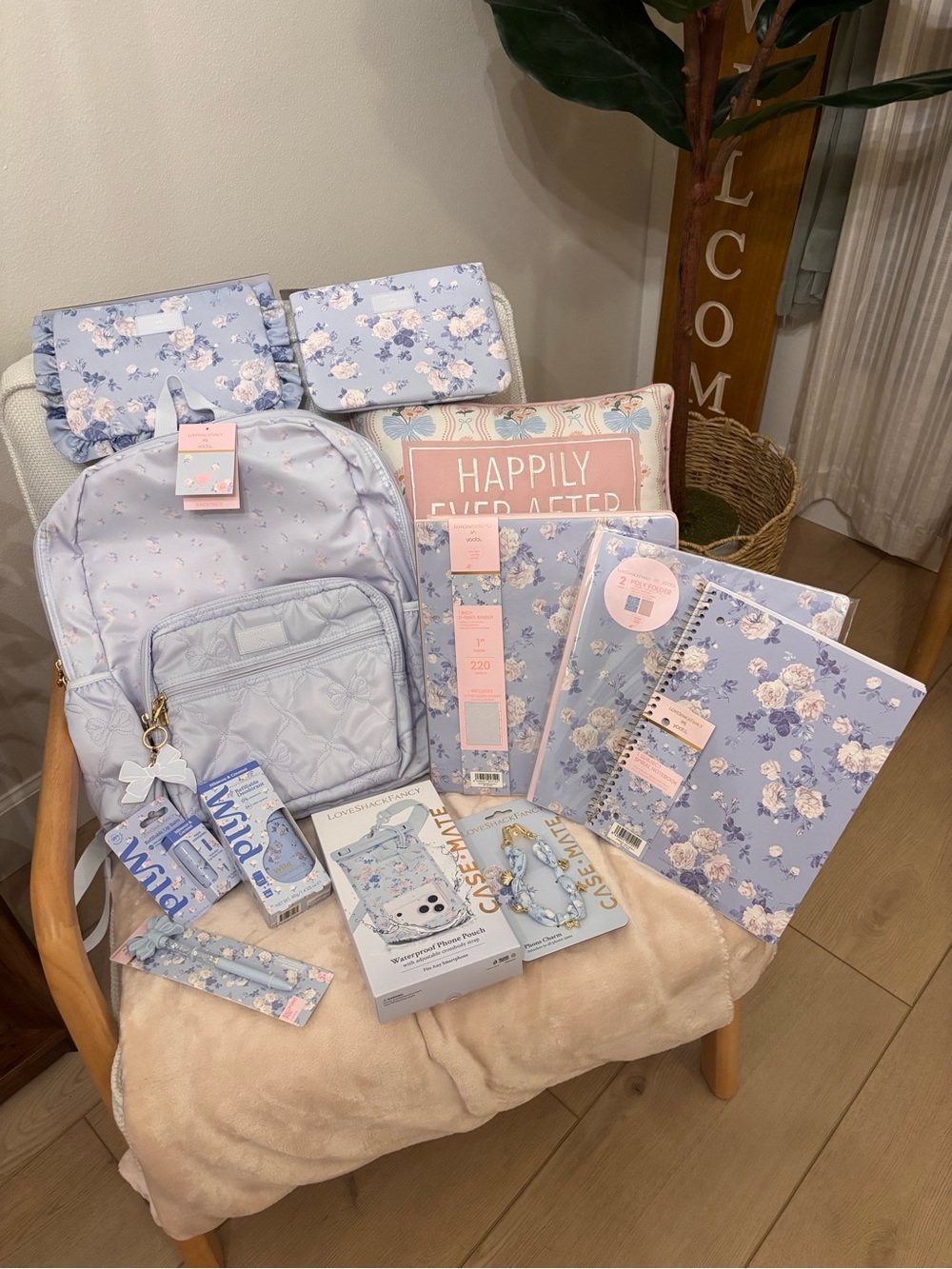 LoveShackFancy Floral Lavender Blue Stationery & Accessory Bundle